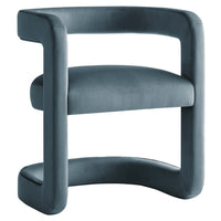 Modway Winslow Performance Velvet Barrel Accent Chair - Cadet Blue-Accent Chair