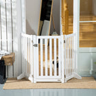 PawHut 3-Panel Foldable Dog Gate with Feet - White-It has three panels fixed together with hinges 