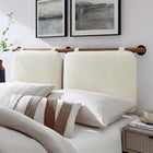 Modway Anela Wall-Mounted Chenille Upholstered King Size Headboard - Cream Walnut-Velcro Straps