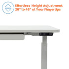 Motionwise M2 Series 48"W Electric Sit-Stand Desk with Dual Motors and Pull-Out Drawer - White-Spacious Yet Compact Workspace: Its 48" x 24" surface offers ample room for your setup while fitting well in home offices or professional spaces. A pull-out drawer offers more places to store your supplies such as notepads, books, and pens.