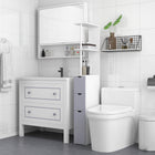 HOMCOM Narrow Bathroom Floor Cabinet with Drawer and Open Shelves - White, Grey-Features 2 open shelves and 3 bottom drawers  