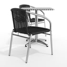 Flash Furniture – Table carrée de 23,5 po en aluminium/2 chaises en rotin noir, intérieur/extérieur (TLH-ALUM-24SQ-020BKCHR2-GG)-Assemblage nécessaire