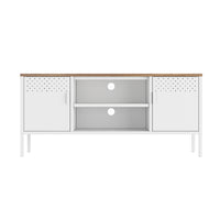 Manhattan Comfort Landen 47.3" Modern TV Stand - White-Modern Metal TV Stand for Living Room Use