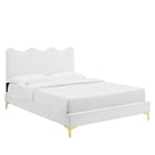 Modway Current Performance Velours Lit Plateforme Twin Avec Pieds en Métal Doré - Blanc-Système de soutien en lattes de bois