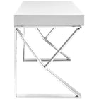 Plata Import Mac Desk Office Desk Writing Desk Wood Veneer With Stainless Steel Legs - White-2 Drawer