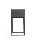 Manhattan Comfort - Tabouret de bar Embassy 21" style milieu du siècle moderne, rembourré en similicuir - gris et noir - lot de 2-Hauteur du siège : 29 po