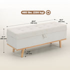 HOMCOM Lift-Up Lid Storage Ottoman Footrest with Wood Legs - Cream White-Felt pads beneath the legs offer added protection against floor scratches;