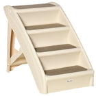 PawHut 4-Level Portable Foldable Dog Stairs - Beige-Ideal for elderly pets or if they have mobility issues 