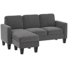 HOMCOM L-Shaped Sectional Couch with Changeable Chaise - Dark Grey-Combines pocket springs and high-density foam, offering firm support and plush comfort