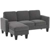 HOMCOM - canapé sectionnel en forme de L avec méridienne interchangeable - gris foncé-Combine des ressorts ensachés et de la mousse haute densité, offrant un soutien ferme et un confort moelleux 
