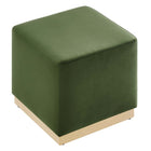 Modway Tilden 17" Square Performance Velvet Upholstered Ottoman - Moss Green/Natural-Arrives Fully Assembled