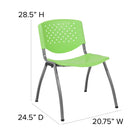 Flash Furniture - Chaise empilable en plastique série Hercule, capacité de 881 lb, structure en titane, vert (RUTF01AGN)-Le dossier perforé permet la circulation de l'air