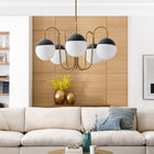 Modway Stellar 5-Light Chandelier - Opal/Satin Brass-Opal Glass Shades