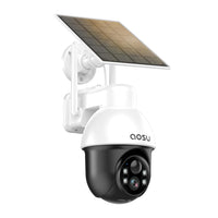 Aosu 4MP Wireless Outdoor Battery Camera with Solar Panel, Light and Sound Alarm and 2-Way Audio - White-High-Resolution & Wide Coverage: Captures clear 2304x1296 resolution video at 15 FPS with a 100 degree FOV and IR range up to 8m, offering broad surveillance