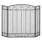 HOMCOM 3-Panel Folding Fireplace Screen with Vine Pattern Metal Mesh - Black-Three-panel design, can flexibly match fireplaces of different sizes and shapes 