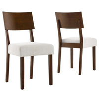 Modway Pax Wood Dining Side Chairs - Walnut/Heathered Weave Ivory - 2 Pack-Set of 2 Dining Chairs