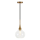 Hudson&Canal - Suspension Ida , 24 cm de large, avec abat-jour en verre - Laiton/Transparent-Associé à un abat-jour en verre transparent en forme de larme