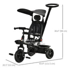 Qaba - Tricycle pour tout-petit 4 en 1 trike pour enfants - noir-Angle du siège réglable et siège réversible 