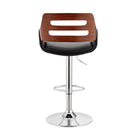 Armen Living - Karter Tabouret de Bar à Hauteur Réglable en Similicuir Noir et Bois Noyer avec Base Chromée-6