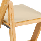 Flash Furniture HERCULES Series Natural Wood Folding Chair with Vinyl Padded Seat-Waterproof Detachable Seat