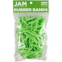 JAM Paper Durable Rubber Bands - Size 64 - Green - 100 Pack-Colour: Green | Colourful Elastic Rubberbands