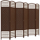 HOMCOM 6 Panel Wave Fiber Freestanding Room Divider for Home Office - Brown-This room divider is great for creating personal space or dividing larger rooms
