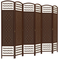 HOMCOM 6 Panel Wave Fiber Freestanding Room Divider for Home Office - Brown-This room divider is great for creating personal space or dividing larger rooms
