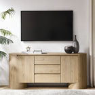 Modway Duval 71" Rounded Sideboard Storage Cabinet - Hickory Frost-Full-Glide Drawers