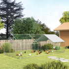 PawHut - Grand enclos à poules en métal avec couverture pour 18 à 24 poules - 9,8 pi L x 19,7 pi l x 6,4 pi H-La conception de la porte d’alimentation aide à empêcher les poules de s’échapper 