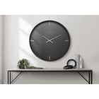 Monarch Specialties 9035 30" Round Oversized Wall Clock - Black-The large, easy-to-read analog face with contrasting silver markings and a non-ticking quartz movement ensures accurate timekeeping