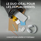 Logitech - Pebble 2 Combo for Mac, clavier et souris sans fil - Blanc-Design fin, léger et minimaliste, en plastique recyclé. Couplage multidispositif (jusqu'à 3 dispositifs). Bouton central et 10 touches de raccourcis Fn personnalisables avec l'application Logi Options+. Clics silencieux grâce à la technologie Silent Touch