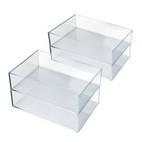Azar - Grand bac de rangement empilable en plastique - 2,5 po x 8,62 po x 6,5 po - Transparent - Paquet de 4-Parfait pour les cosmétiques plus volumineux, les soins de la peau, les accessoires, les fournitures de bureau et les essentiels ménagers