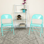 Flash Furniture – Chaise pliante en métal HERCULES COLORBURST à double pivot et triple renfort, bleu sarcelle (HF3-TEAL-GG)-Chaise pliante en métal