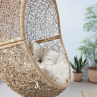 Modway Encase Outdoor Patio Rattan Swing Chair - Cappuccino Beige-Waterproof Cushion Covers