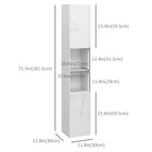 Kleankin High Gloss Bathroom Cabinet with Door and Shelves - White-Anti-tipping design ensures safety  