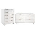 Manhattan Comfort Granville Modern Chest and Double Dresser Set - White-Modern-Contemporary with a taste of Glam Bedroom Dresser Set. Includes 1 Chest and 1 Double Dresser.