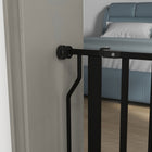 PawHut 30"- 34" Extra Wide Dog Gate with Double Locking System - Black-Door opens in both directions
