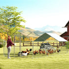 PawHut - Grand enclos à poules en métal avec couverture pour 18 à 24 poules - 9,8 pi L x 19,7 pi l x 6,4 pi H-Comprend une mangeoire suspendue et des perchoirs à 4 niveaux pour plus de confort 
