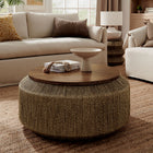 Modway Maris Seagrass and Wood Coffee Table - Walnut Natural-Solid Mango Wood Top