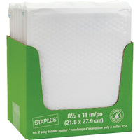 Staples QuickStrip Bubble Roll Lined White Poly Protective Mailer - #2 - 8.5" W x 11" L-#2 Mailer