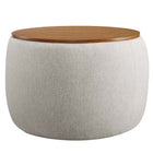 Modway - Perla Tissu tissé en bruyère rembourré Ottoman de stockage - Ivoire à tissage de bruyère-Rembourrage en mousse dense