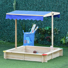 Outsunny - Bac à sable carré en bois avec couvercle pour enfants - 120 x 120 cm - Naturel-Ce bac à sable pour enfants est fabriqué en bois de cèdre solide et certifié pour une aire de jeu stable 