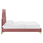 Modway Alexandria Tufté Performance Velours Lit Plateforme Twin Avec Pieds en Métal Doré - Vieux Rose-Pieds en métal doré avec des capuchons sans marque