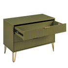 Manhattan Comfort DUMBO Modern 2-Drawer Nightstand and 3-Drawer Dresser Set - Olive Green-Snap It Assembly! Includes High Quality Internal Click Grooves for a Simple Assembly, No Tools Required!