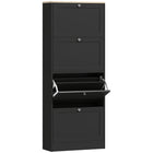 HOMCOM Shoe Cabinet with 4 Flip Drawers & Adjustable Shelves - Black-Four flip drawers store 18-24 pairs of shoes with max size CA 11