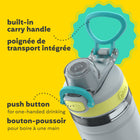 Bubba - Bouteille d’eau pour enfants Flo bubba, 473 ml, large ouverture, manchon en silicone, couvercle à bouton-poussoir, pierre pâle/lumière vive/scuba-Cette bouteille d’eau sans BPA est fabriquée en plastique résistant aux chocs