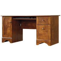 Sauder 59"W Sauder Select Desk - Brushed Maple-Slide-out keyboard/mouse shelf with metal runners and safety stops