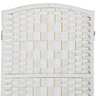 HOMCOM 4 Panels Hand-Woven Freestanding Room Divider for Home Office - White-Materials: Poplar Wood, Woven Wicker Paper
