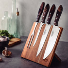 Tramontina - Ensemble de couverts pour barbecue Churrasco avec porte-couteaux magnétique en bois - Acier inoxydable - Manches en polywood - Ensemble de 5 pièces-Lames coniques à bord fin et finition satinée