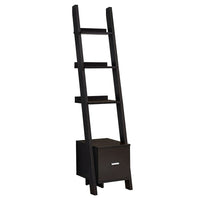 Monarch Specialties - 2765 69 po H Etagere - Espresso En Coin/Tiroir De Rangement-3 tablettes fixes au style échelle idéales pour livres et accessoires